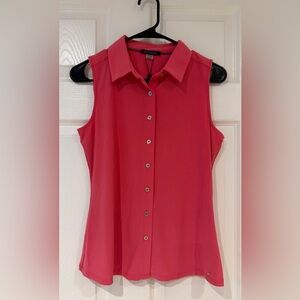 NWT Women’s Tommy Hilfiger Pink Sleeveless Collared Button Front Top Size S